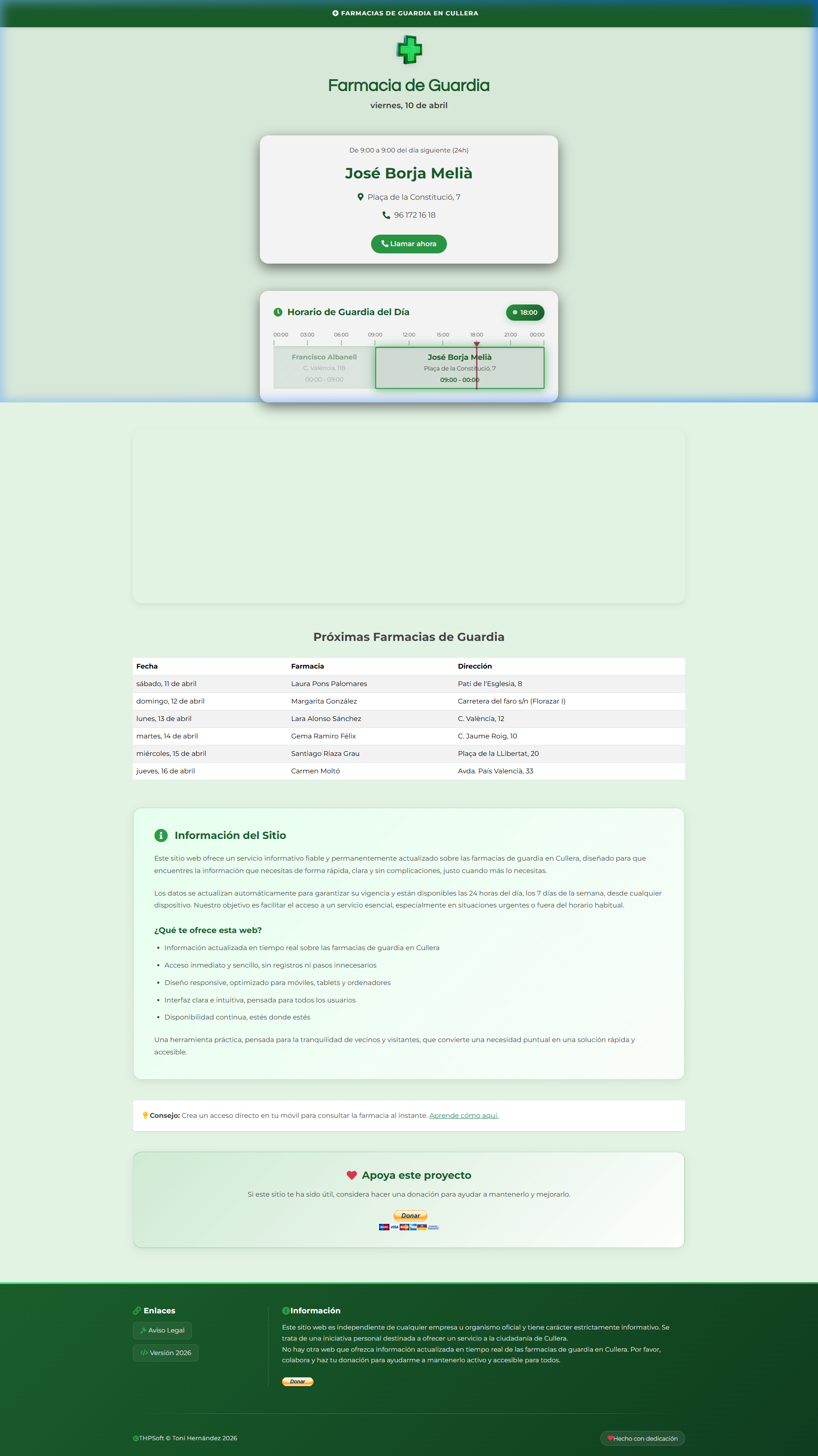 Captura de pantalla de Farmacias de Guardia Cullera